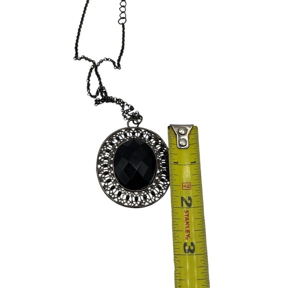 Whimsigoth Black Oval Pendant Necklace & Earrings Romantic Victorian Inspired - Picture 8 of 10